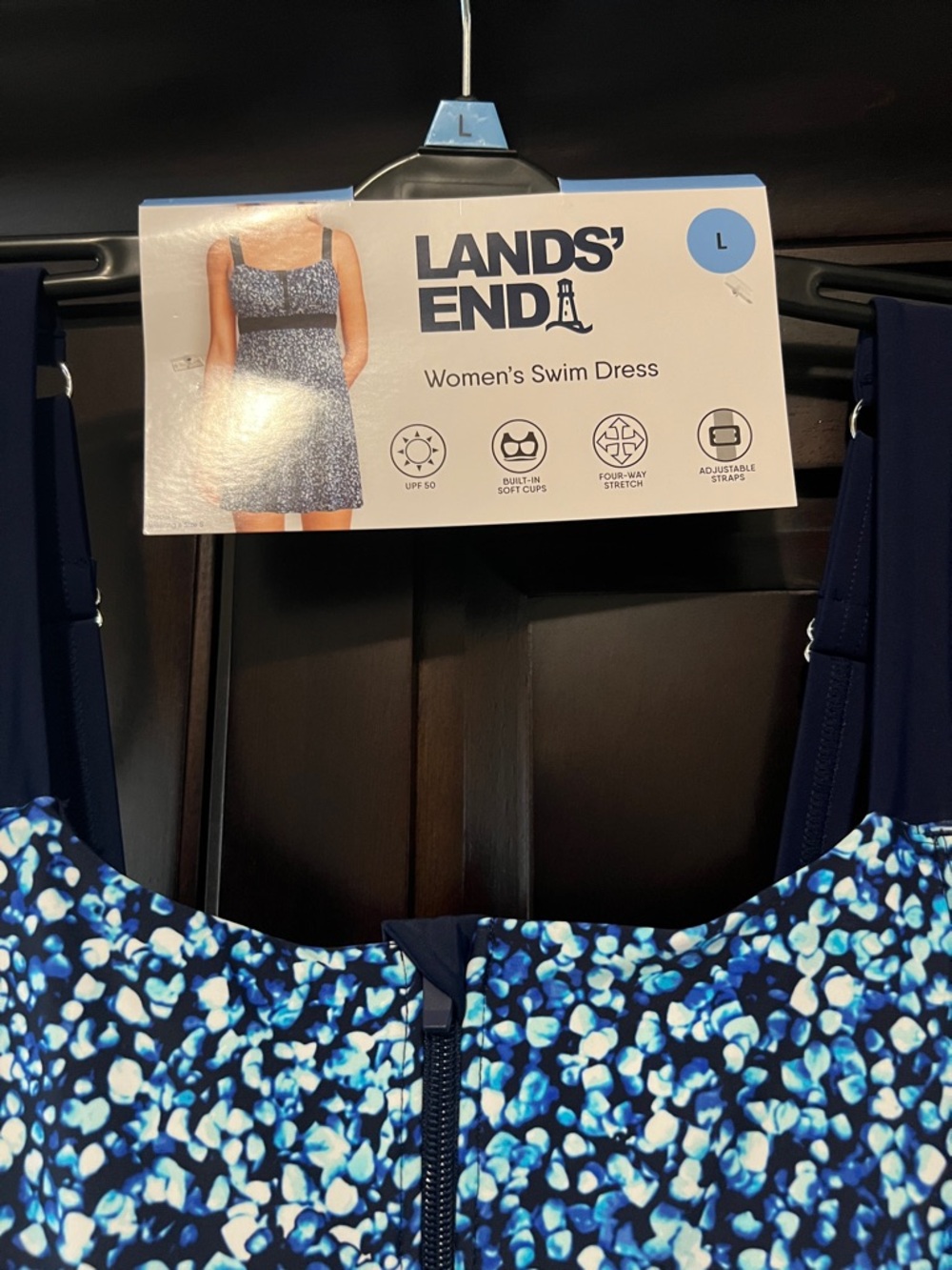NWT Lands' End Women's Zip Front Swim Dress Comfort UPF 50+ Sun Protection - Picture 9 of 11